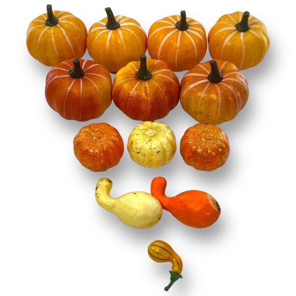 Unbranded Other - Mixed Artificial Fall Décor Leaves, Pumpkins & Gourds For Thanksgiving Halloween